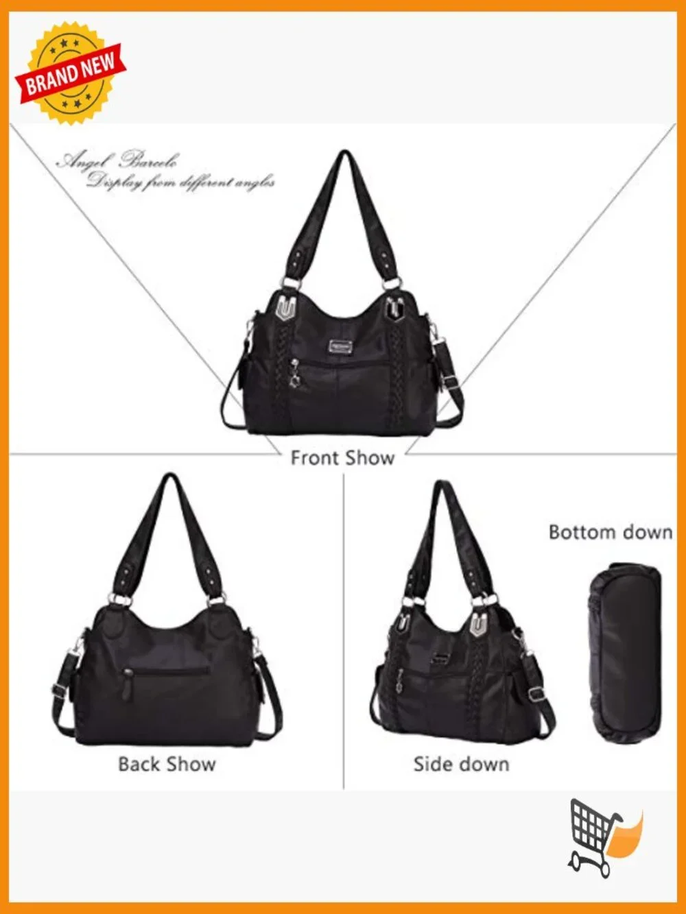 Soft PU Leather Hobo Tote Shoulder Crossbody Bag Large